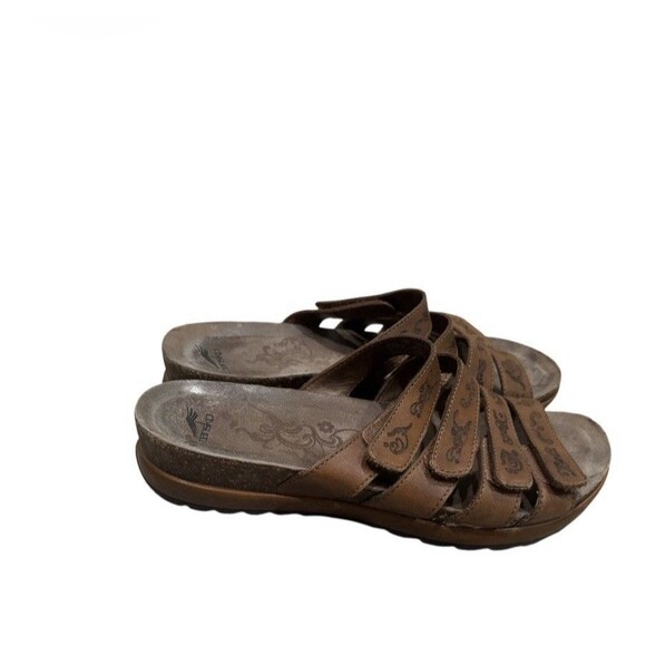 Dansko Brown Open Toe Sandal Wedge Shoe Size 39 Paulina - Picture 1 of 5